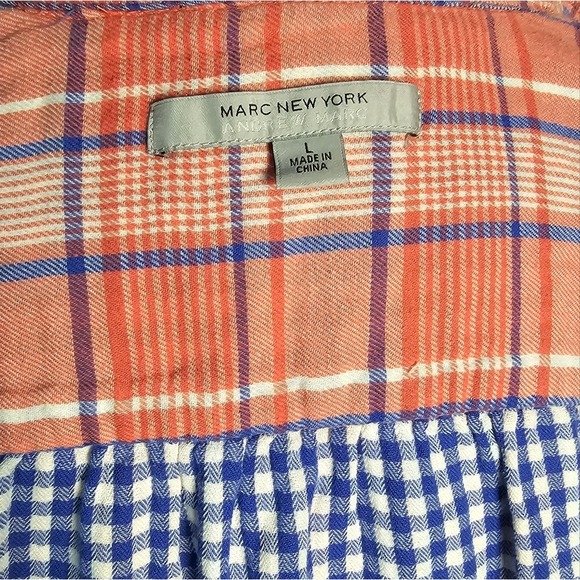 Marc New York Double Brushed 100% Cotton Flannel Size Size Large w/Roll Tabs - Picture 7 of 11